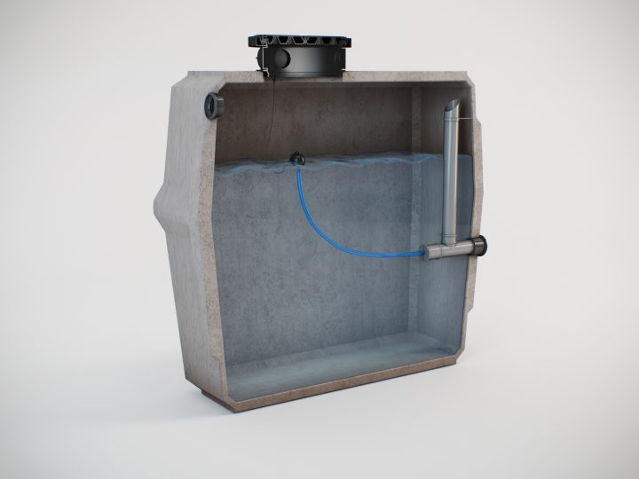 Waterbuffer — vue en coupe