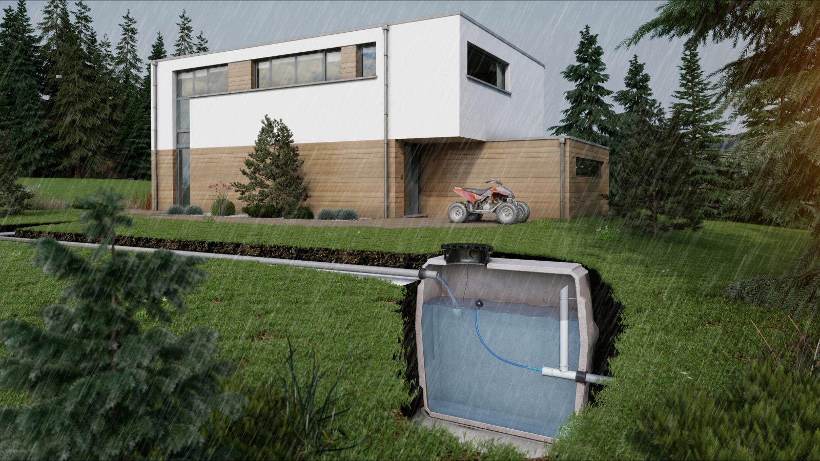 Waterbuffer 10 m³ — rétention 2,4 m³
